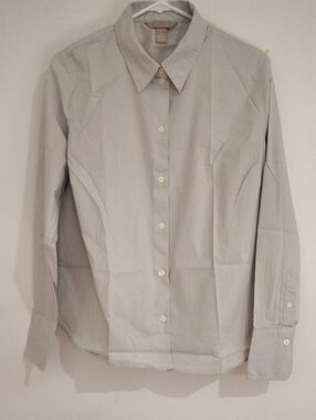 H&M Light Gray Striped Button Shirt